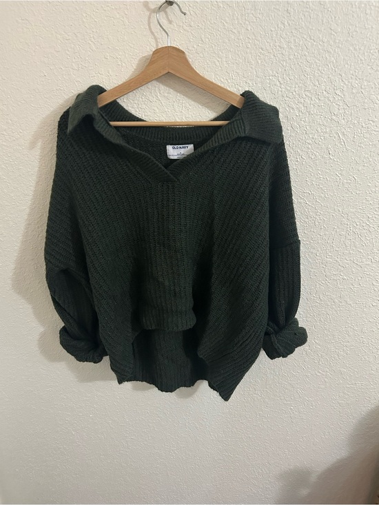 Old Navy Sweaters - Old Navy Women's Dark Green V-Neck Collared Sweater